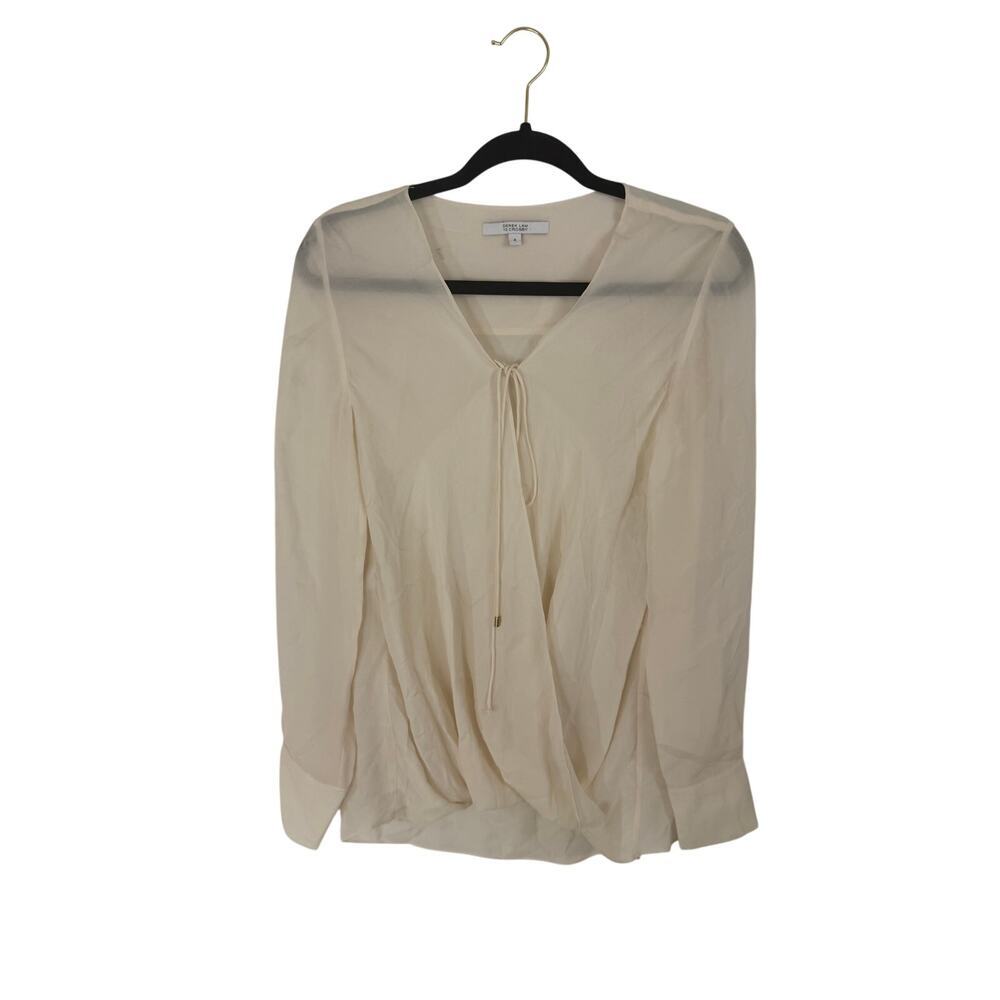Derek Lam 10 Crosby ivory silk v neck wrap blouse size 4